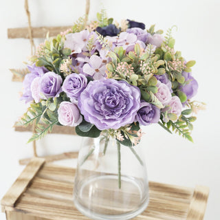 Autumn Artificial Peony Flowers Bride Silk Rose Bouquet DIY Wedding Home Garden Decoration Accessories Fall Hydrangea Fake Plant ALODIA STORE