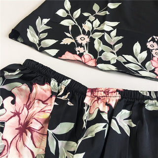 Daeyard Women's Pajamas Sexy Lingerie Silk Overall Print Cami And Shorts 2Pcs Pyjama Set Sleepwear Summer Pijama Nighty Homewear ALODIA STORE