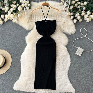 Halter Crochet Bodycon Dress ALODIA STORE