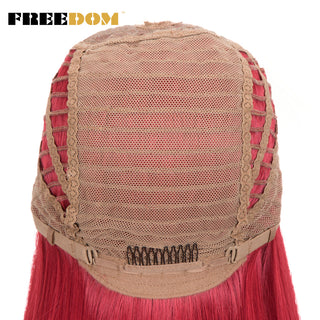 FREEDOM Synthetic Lace Wig 28 Inch Long Straight Hair Wigs Soft Red Orange Blonde Lace Front Wigs For Black Women Cosplay Wigs ALODIA STORE