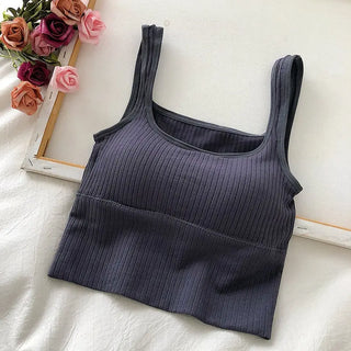 Summer Y2k Top Women Basic Streetwear CropTops Solid Color Casual Tank Top Woman Slim Elasticity TShirt Backless Camisole Female ALODIA STORE