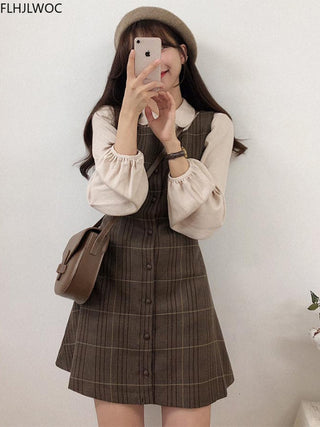 Plaid Button Shirt Dress ALODIA STORE