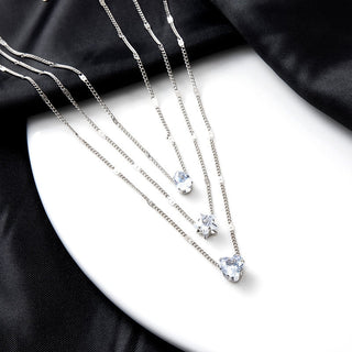 Crystal Zircon Heart Star Charm Layered Pendant Necklace Set for Women Charms Fashion Square Rhinestone Female Vintage Jewelry ALODIA STORE