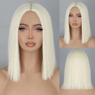 AISI HAIR Synthetic Ombre Orange Wig Short Straight Middle Part Bob Wig for Women Natural Yellow/Red Wigs Heat Resistant Fiber ALODIA STORE