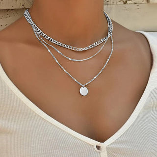 Crystal Zircon Heart Star Charm Layered Pendant Necklace Set for Women Charms Fashion Square Rhinestone Female Vintage Jewelry ALODIA STORE