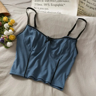 Sexy CropTop for Women Pink Cropped Clothes Femme Vintage Tube Tank Top Korean Streetwear Summer Club Lingerie ALODIA STORE