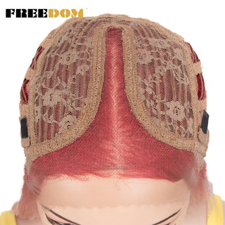 FREEDOM Synthetic Lace Wig 28 Inch Long Straight Hair Wigs Soft Red Orange Blonde Lace Front Wigs For Black Women Cosplay Wigs ALODIA STORE