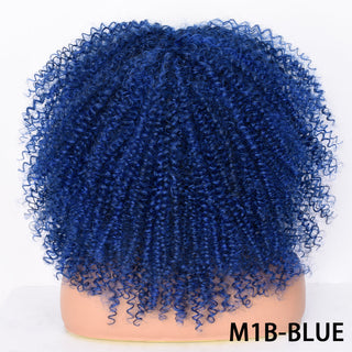 Short Hair Blonde Wigs Afro Kinky Curly Wig With Bangs For Black Women Cosplay Lolita Synthetic Natural Glueless Brown Mixed ALODIA STORE