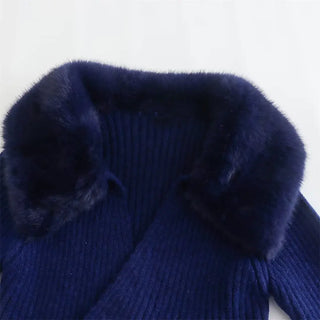 Artificial Fur CropTops Furry Fall Female Crop for Women V Neck Knit Sweater Y2k Long Sleeve New In Pullovers Traf Winter 2022 ALODIA STORE