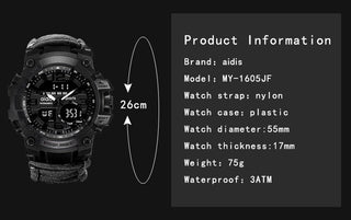ADDIES Men Military Outdoor Watch Compass Multifunctional Waterproof Quartz Watch LED Digital Watch relogio masculino ALODIA STORE