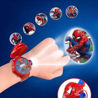Disney Kid Cartoon Cool Ptojectio Watch Marvel Spider-Man Boy Unicorn Princess Elsa Flash Electronic Digital Student Toy Clock Alodia Store