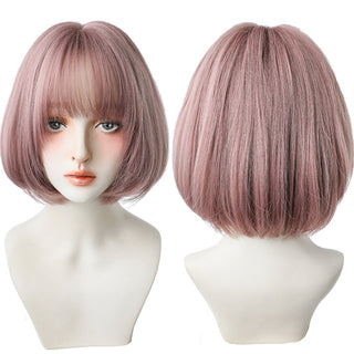 7JHH WIGS Short Bob Straight Ombre Blonde Wigs With Bang For Girl Black Female Synthetic Shoulder Length Crochet Hair Ginger Wig ALODIA STORE
