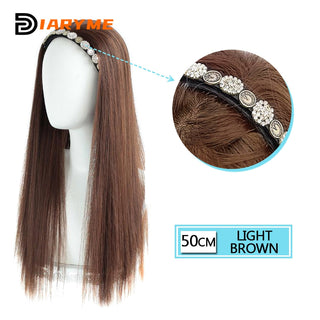 DM Headband Wig Synthetic Long Wavy Hair Wigs With Headband Cosplay Wig Female Natural Heat Resistant Half Hair Wig For Women ALODIA STORE