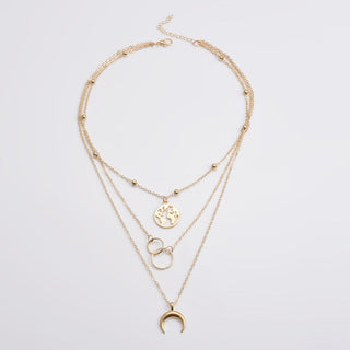 Crystal Zircon Heart Star Charm Layered Pendant Necklace Set for Women Charms Fashion Square Rhinestone Female Vintage Jewelry ALODIA STORE