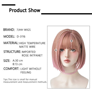 7JHH WIGS Short Bob Straight Ombre Blonde Wigs With Bang For Girl Black Female Synthetic Shoulder Length Crochet Hair Ginger Wig ALODIA STORE