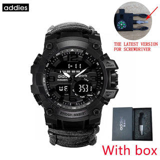 ADDIES Men Military Outdoor Watch Compass Multifunctional Waterproof Quartz Watch LED Digital Watch relogio masculino ALODIA STORE