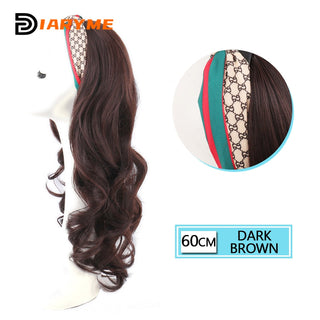 DM Headband Wig Synthetic Long Wavy Hair Wigs With Headband Cosplay Wig Female Natural Heat Resistant Half Hair Wig For Women ALODIA STORE