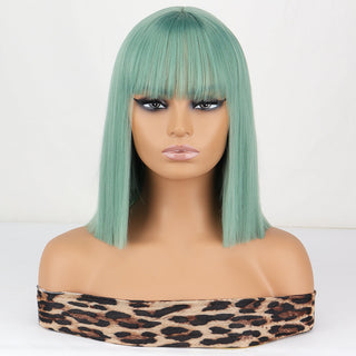 WERD Short Straight Bob Wigs for Women Synthetic wig with bangsPink Lolita Wigs Black  Blue Red Cosplay Wig ALODIA STORE