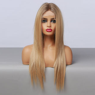 EASIHAIR Straight Blonde Lace Front Synthetic Wigs with Baby Hair Long Women's Lace Wigs High Density Natural Wig Heat Resistant ALODIA STORE
