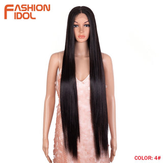 38 inch Straight Hair Synthetic Lace Front Wigs For Women High Temperature Fiber Ombre Blonde Highlight Cosplay Wig FASHION IDOL ALODIA STORE