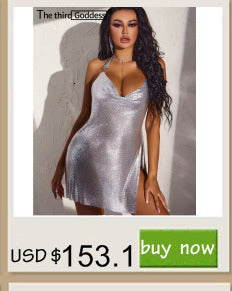 Sexy Backless y2k Metal Party Summer Dress Women Beach Night club Mini slip dress Glitter Sequin ladies Dresses Vestidos HL ALODIA STORE