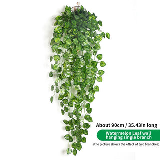 90CM Artificial Green Plant Hanging Ivy Leaf Seaweed Radish Artificial Flower Grapevine Home Garden Wall Fence Party Decoration ALODIA STORE