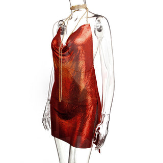 Sexy Backless y2k Metal Party Summer Dress Women Beach Night club Mini slip dress Glitter Sequin ladies Dresses Vestidos HL ALODIA STORE