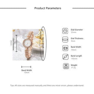6PCS Set Luxury Watch Women Ring Necklace Earrings Rhinestone Fashion Wristwatch Female Casual Ladies Watches Bracelet Set Clock ALODIA STORE
