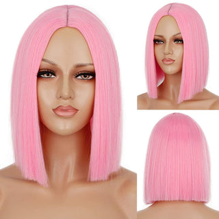 AISI HAIR Synthetic Ombre Orange Wig Short Straight Middle Part Bob Wig for Women Natural Yellow/Red Wigs Heat Resistant Fiber ALODIA STORE