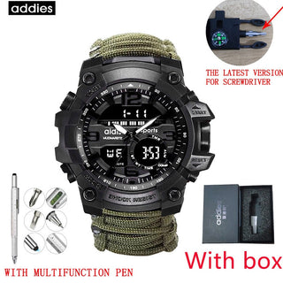 ADDIES Men Military Outdoor Watch Compass Multifunctional Waterproof Quartz Watch LED Digital Watch relogio masculino ALODIA STORE