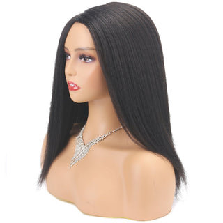 14" Black Kinky Straight Wig Female Natural Hair Woman Wigs Blonde/Brown/Red Yaki Synthetic Wig High Quality For Black Women ALODIA STORE