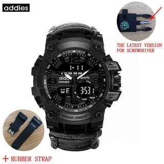 ADDIES Men Military Outdoor Watch Compass Multifunctional Waterproof Quartz Watch LED Digital Watch relogio masculino ALODIA STORE