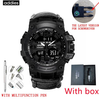 ADDIES Men Military Outdoor Watch Compass Multifunctional Waterproof Quartz Watch LED Digital Watch relogio masculino ALODIA STORE