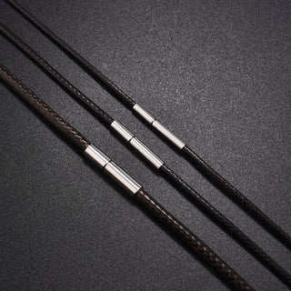 45/50/60cm Black Brown Braid Wax Cord DIY Pendant Necklace Jewelry Making Handmade Leather Rope Steel Clasp String Chain ALODIA STORE