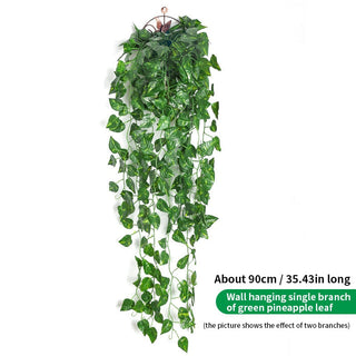 90CM Artificial Green Plant Hanging Ivy Leaf Seaweed Radish Artificial Flower Grapevine Home Garden Wall Fence Party Decoration ALODIA STORE