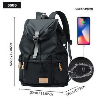 Backpack Unisex Vintage Casual Rucksack 17inch Laptop Backpack W/ USB Charging Port Schoolbag Student Mochia ALODIA STORE