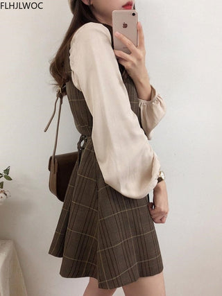 Plaid Button Shirt Dress ALODIA STORE