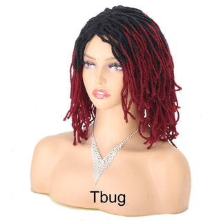 Braided Wig 10inch Synthetic Hair Short Bob Wig for Women Black Blonde Red Dreadlock Goddess Faux Nu Locs Curly Twist Wig Female ALODIA STORE