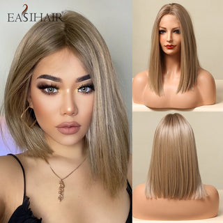 EASIHAIR Straight Blonde Lace Front Synthetic Wigs with Baby Hair Long Women's Lace Wigs High Density Natural Wig Heat Resistant ALODIA STORE