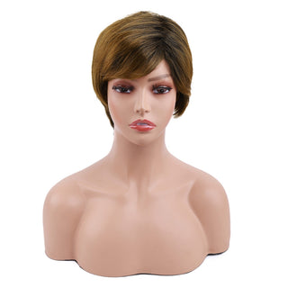 Amir Synthetic Brown Wig Short blonde Wigs Natural Wave Haircut Puffy Straight Hair Wigs for American Africa Women ALODIA STORE