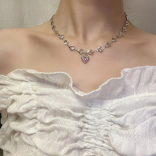 2022 New Popular Silver Colour Sparkling Clavicle Chain Choker Necklace For Women Fine Jewelry Wedding Party Gift ALODIA STORE