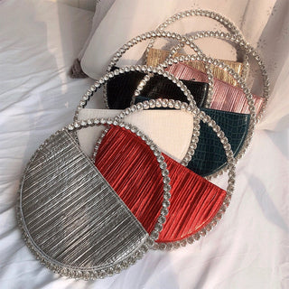 Luxury Colored Diamond Half Moon Women Purses and Handbags Evening Bag Serpentine Designer Party Clutch Bag Chic Wedding Bag ALODIA STORE