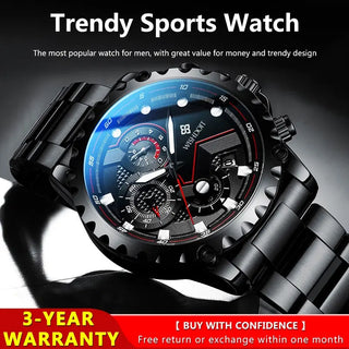 100%Original WISHDOIT Watch for Men TOP Brand Waterproof Sports Stainless Steel Chronograph 2022New Fashion Luxury wrist watches ALODIA STORE