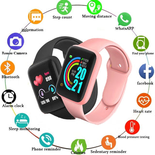 Smart Watch Kids Bluetooth Fitness Tracker Macaron Smartwatch for Men Women Blood Pressure Smart Bracelet for Android IOS Alodia Store