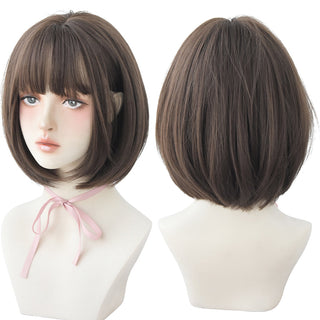 7JHH WIGS Short Bob Straight Ombre Blonde Wigs With Bang For Girl Black Female Synthetic Shoulder Length Crochet Hair Ginger Wig ALODIA STORE