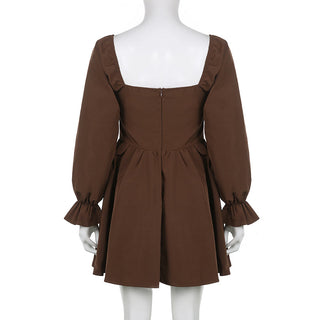 IAMSURE Korean Style Slim Solid Square Collar Puff Sleeve ALODIA STORE