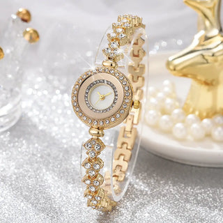 6PCS Set Luxury Watch Women Ring Necklace Earrings Rhinestone Fashion Wristwatch Female Casual Ladies Watches Bracelet Set Clock ALODIA STORE