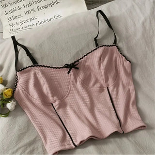 Sexy CropTop for Women Pink Cropped Clothes Femme Vintage Tube Tank Top Korean Streetwear Summer Club Lingerie ALODIA STORE