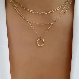 Crystal Zircon Heart Star Charm Layered Pendant Necklace Set for Women Charms Fashion Square Rhinestone Female Vintage Jewelry ALODIA STORE