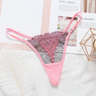 Women Thongs and G Strings Mini Thong Underwear Lace Panties Transparent Lingerie Briefs Women Sexy Adjustable Mujer ALODIA STORE
